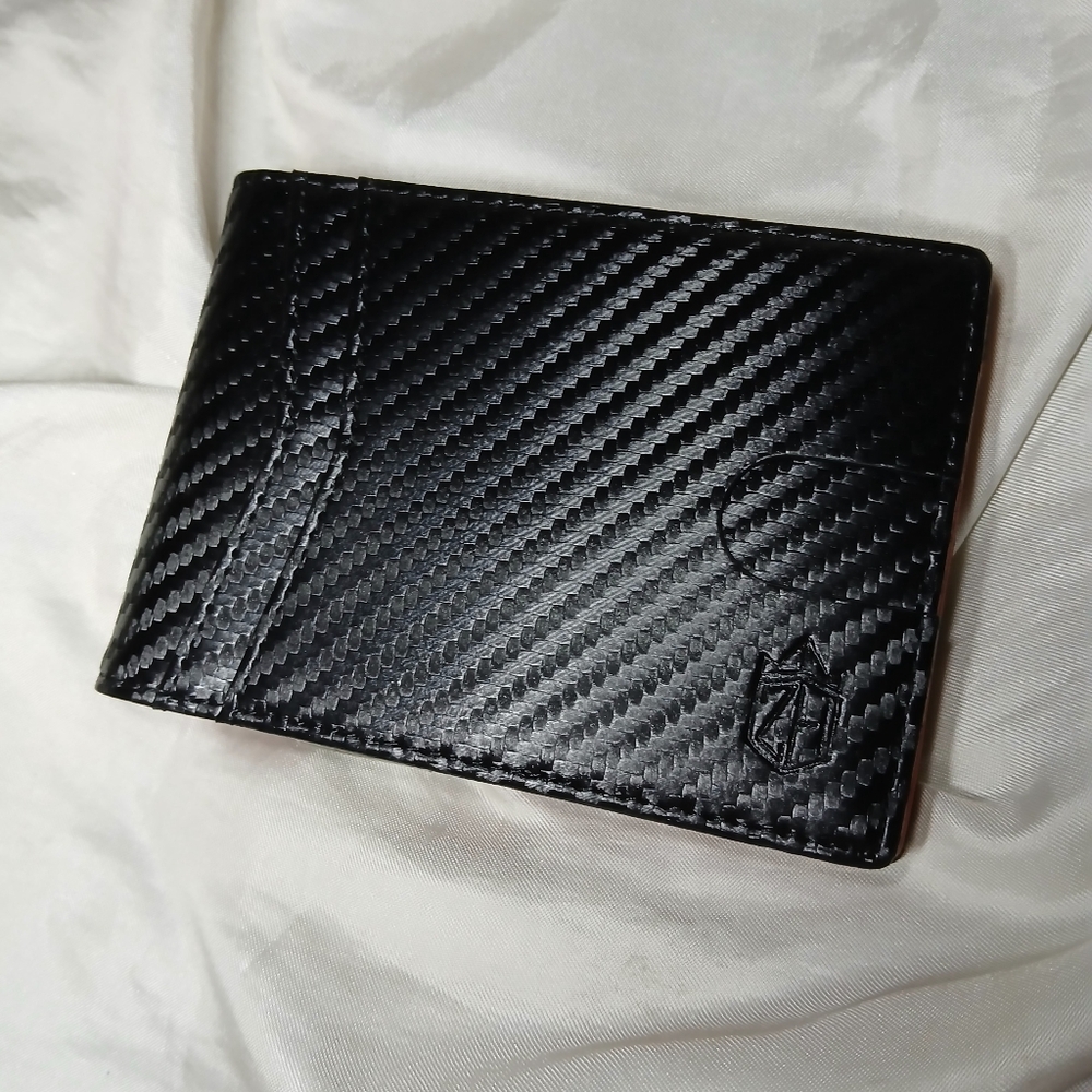 Zitahli Men's Wallets Slim Rfid Leather Bifold Carbon Fiber Print With Box